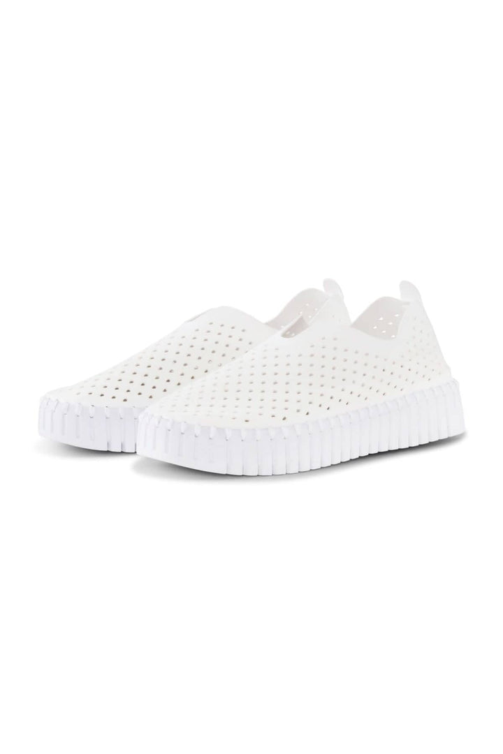Soulier TULIP3373 en blanc, confortable et élégant avec tissu découpé au laser, idéal pour un look stylé.