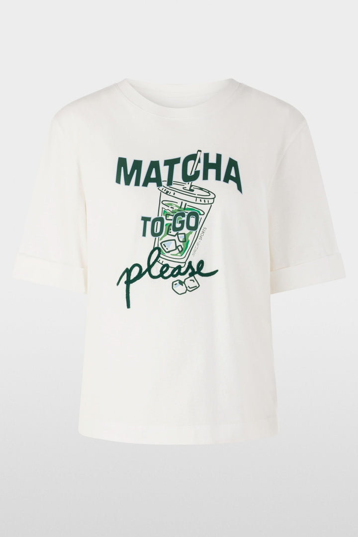 T-shirt imprimée matcha « Rethink Together » avec imprimé graphique et coupe droite ample.