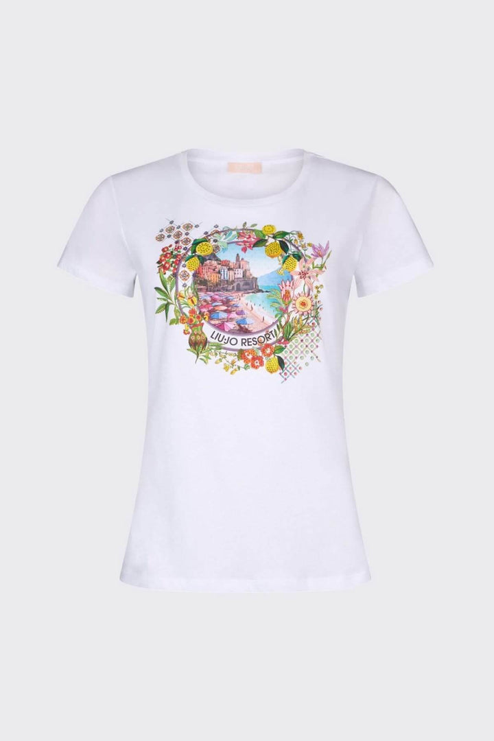T-shirt à manches courtes avec imprimé graphique, style décontracté, encolure ronde, idéal pour une tenue quotidienne confortable.