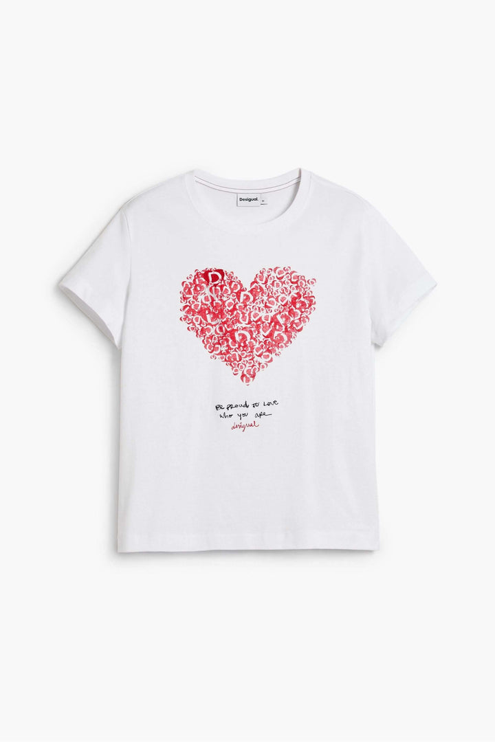 T-shirt à manches courtes coeur avec imprimé graphique en forme de cœur, idéal pour un style moderne et créatif.