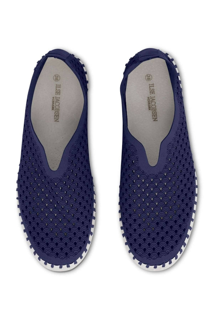 Soulier TULIP3373 en tissu découpé au laser, confortable et élégant, semelle intérieure doublée, couleur bleu.