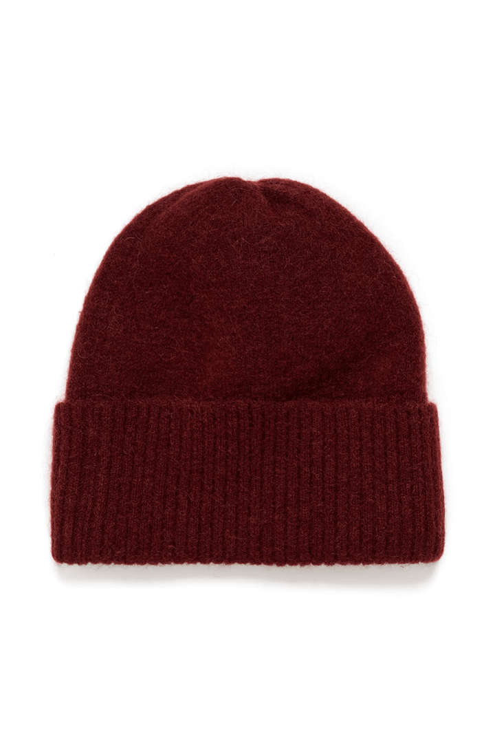 Tuque Kaleska en maille bordeaux avec revers côtelé, accessoire d&
