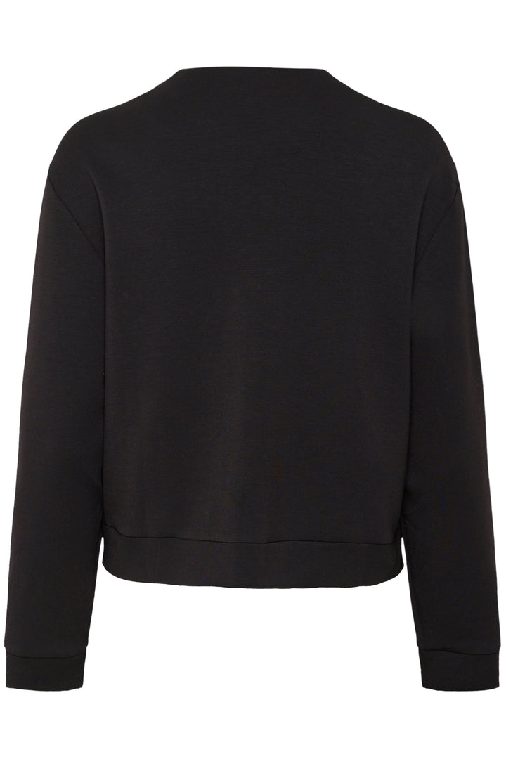 Veste Gida noire vue de dos, style moderne avec col rond, coupe courte et manches longues.