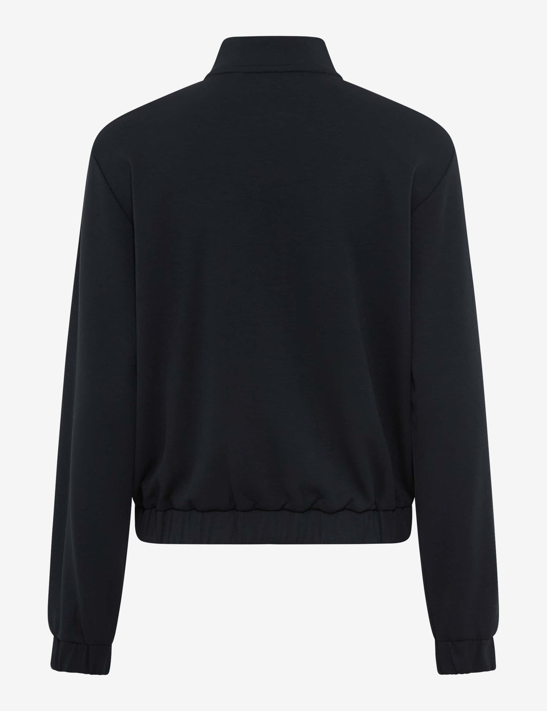 Vue arrière de la Veste bomber zipée BECKY L avec une structure minimaliste et des lignes nettes en noir.