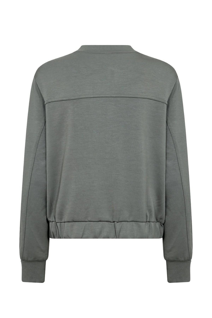 Veste à bouton-pression en modal, vue arrière, couleur gris, manches longues, poignets de jersey.