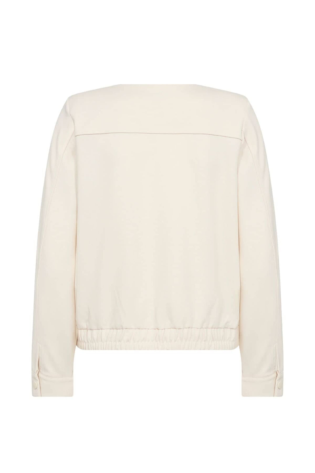 Veste zipée beige, vue arrière, avec ourlet élastique et manches longues, idéale pour un look décontracté et professionnel.