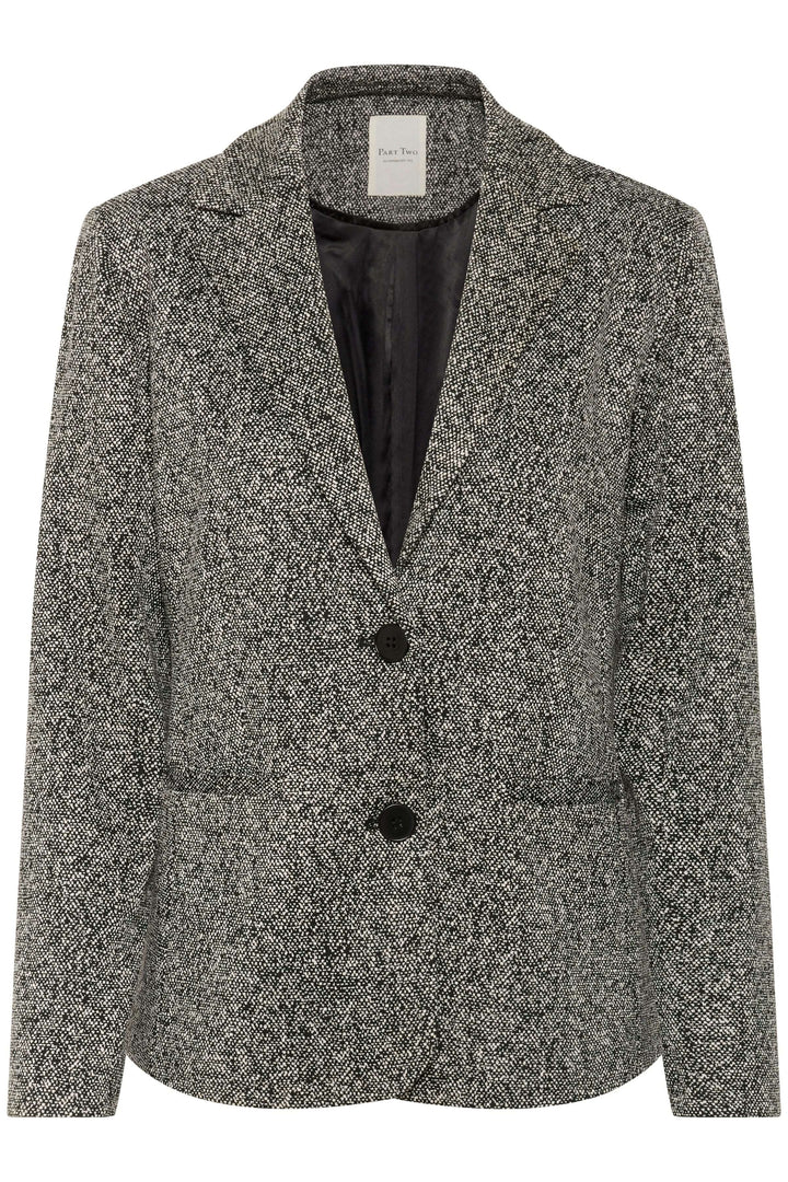 Veston Vineke en tissu texturé, coupe structurée avec fermeture à deux boutons, style élégant et polyvalent.