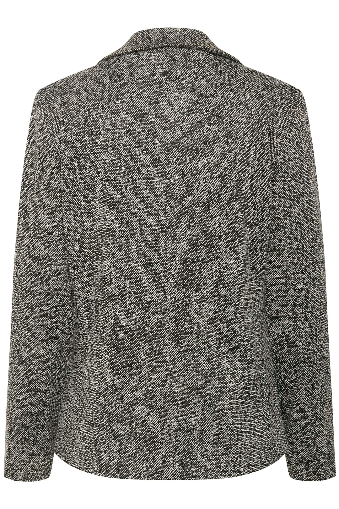 Veston Vineke noir et blanc, coupe structurée, reverse crantés, textile texturé et moderne.