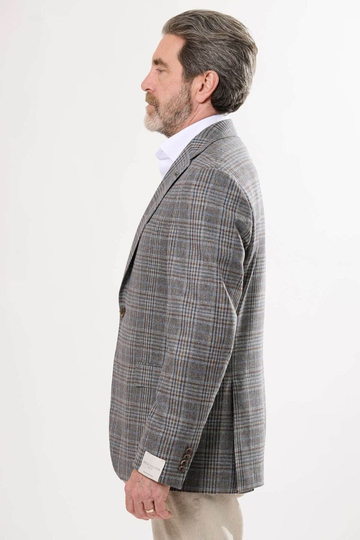 Veston à motif prince-de-galles, coupe structurée, élégant et contemporain pour toute occasion.