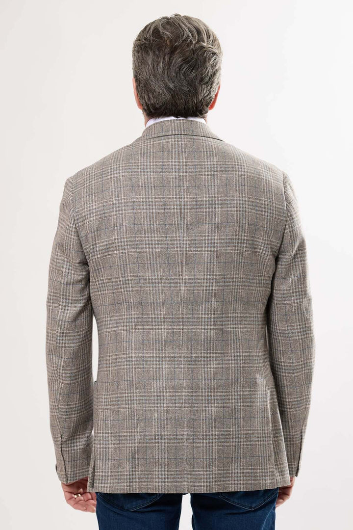 Veston à motif prince-de-galles, coupe semi-ajustée, vue arrière sur mannequin.