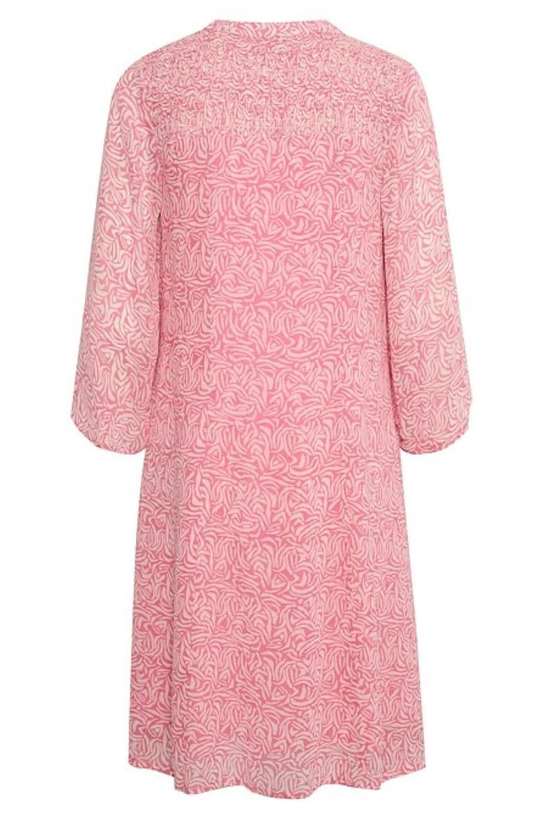 Robe fleurie Elka vue arrière, élégante, légère, à manches longues, motif floral rose.
