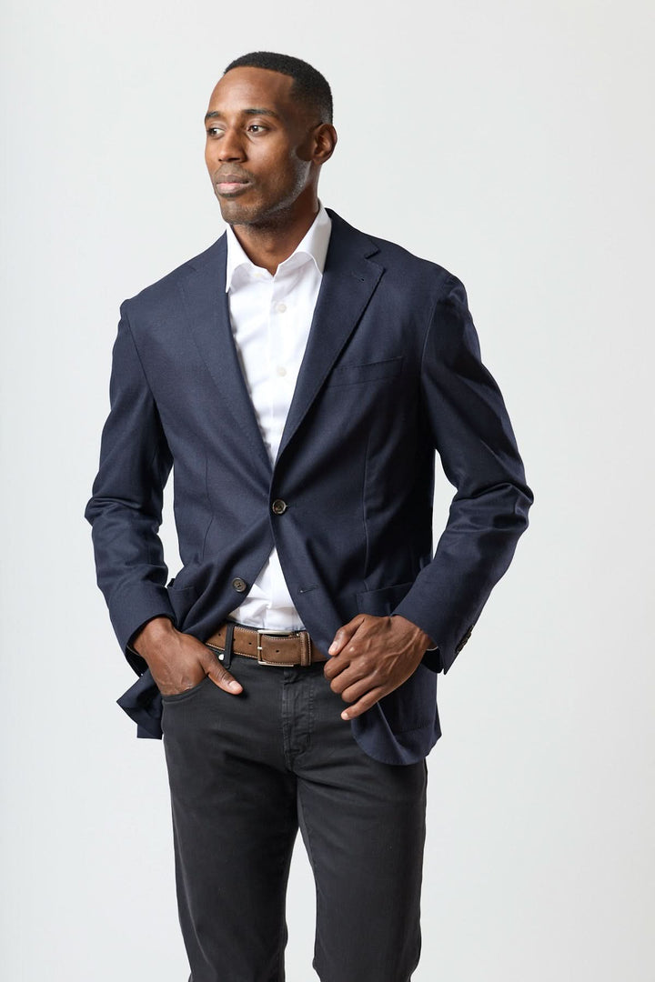 Veston léger en laine et cachemire marine