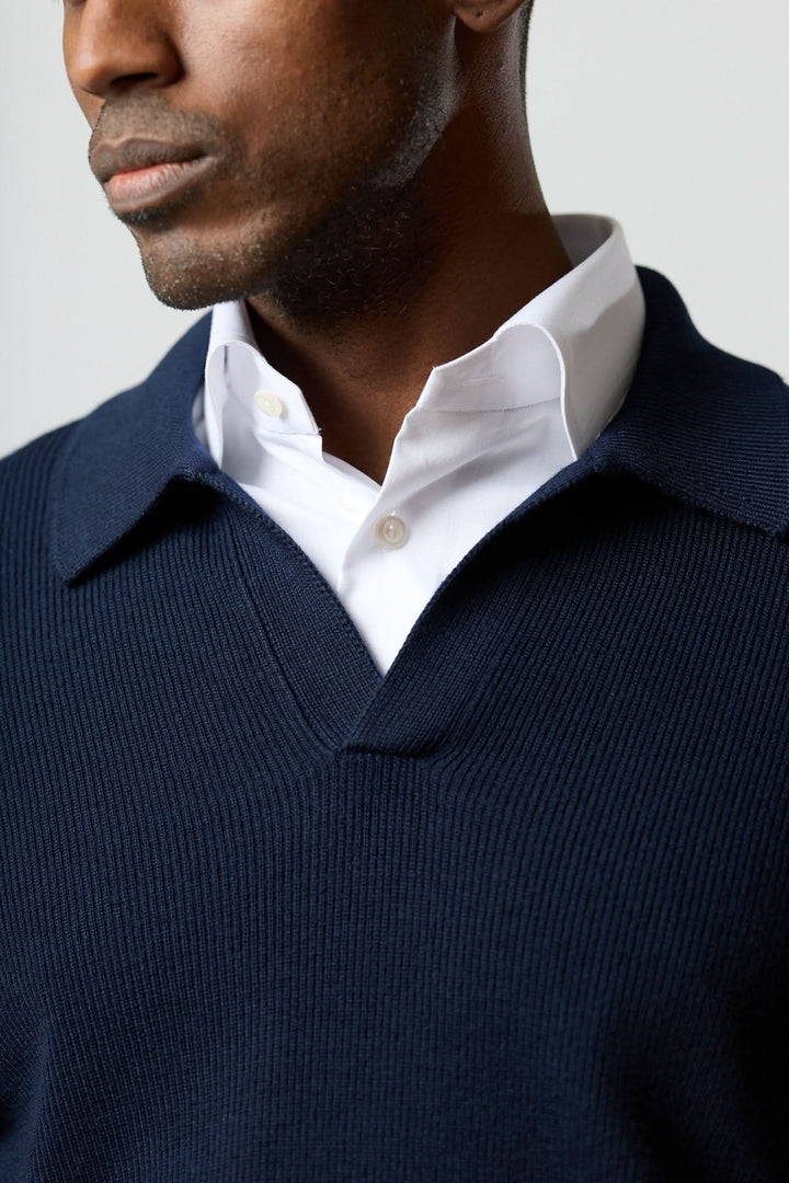 Chandail col polo en maille structurée