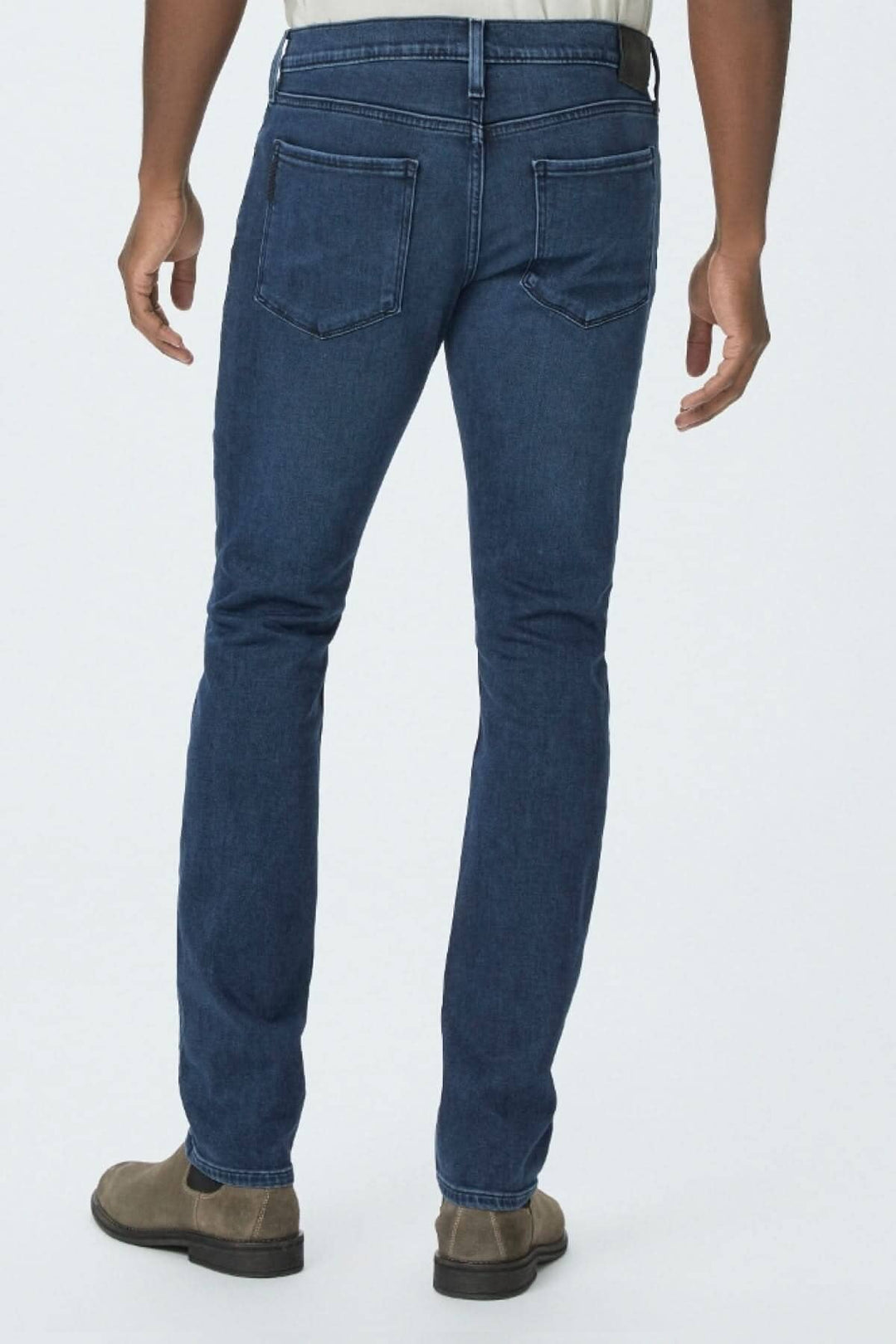 Jean bleu foncé Damon, coupe slim ajustée, vue arrière, style moderne, denim confortable.