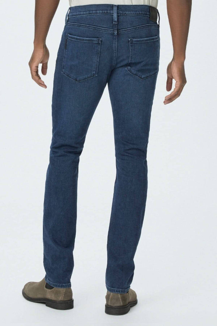 Jean bleu foncé Damon, coupe slim ajustée, vue arrière, style moderne, denim confortable.