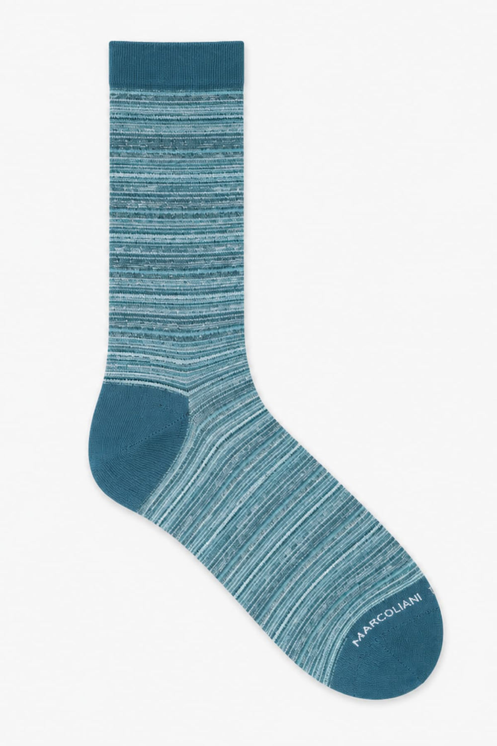 Vue latérale bas en lin bleu clair Marcoliani pour homme avec texture fine - Valérie Simon