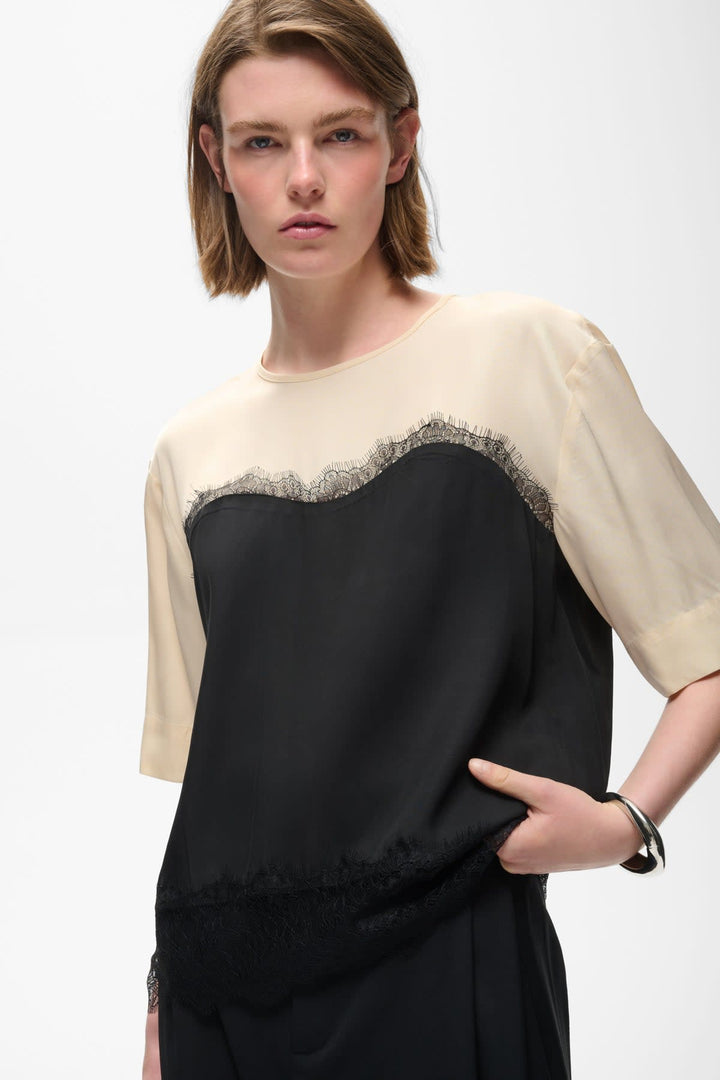 Vue de face blouse dentelle Mapple Inwear femme blanc - Valérie Simon