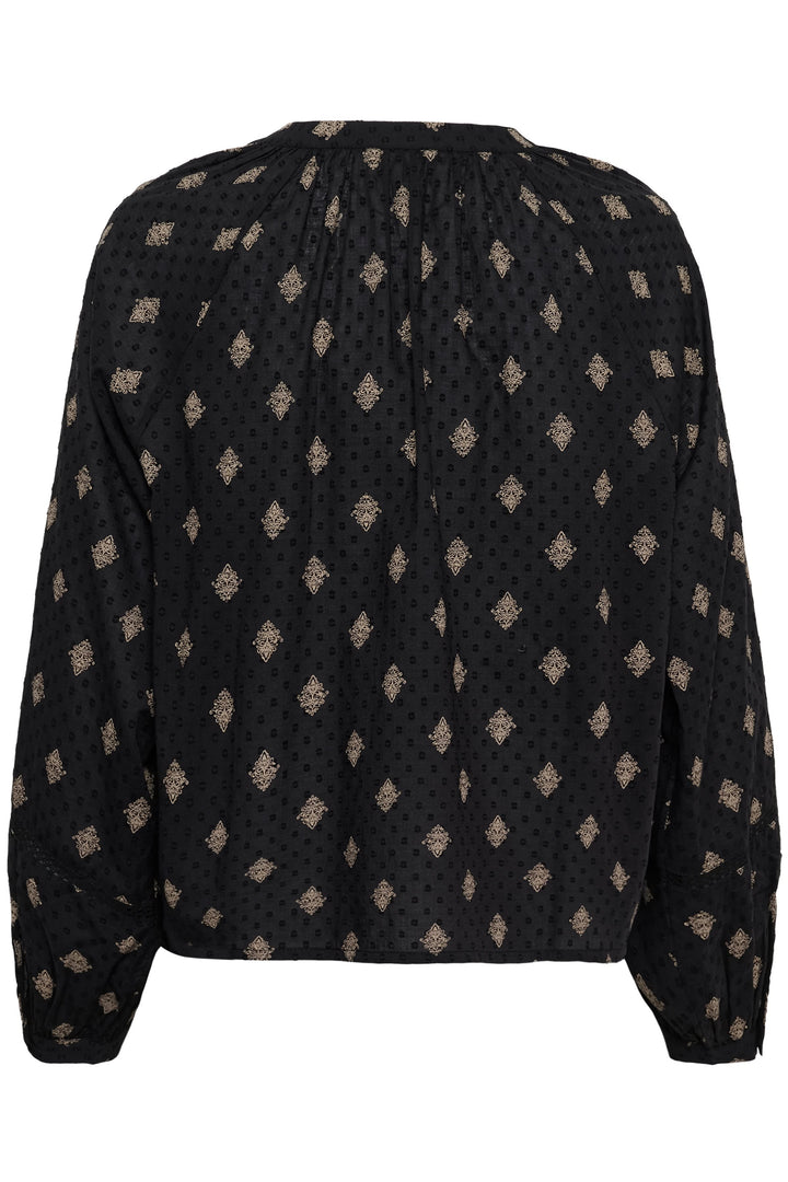 Front view of the Wila printed blouse with puff sleeves in multicolored floral patterns by Kaffe - Valérie Simon