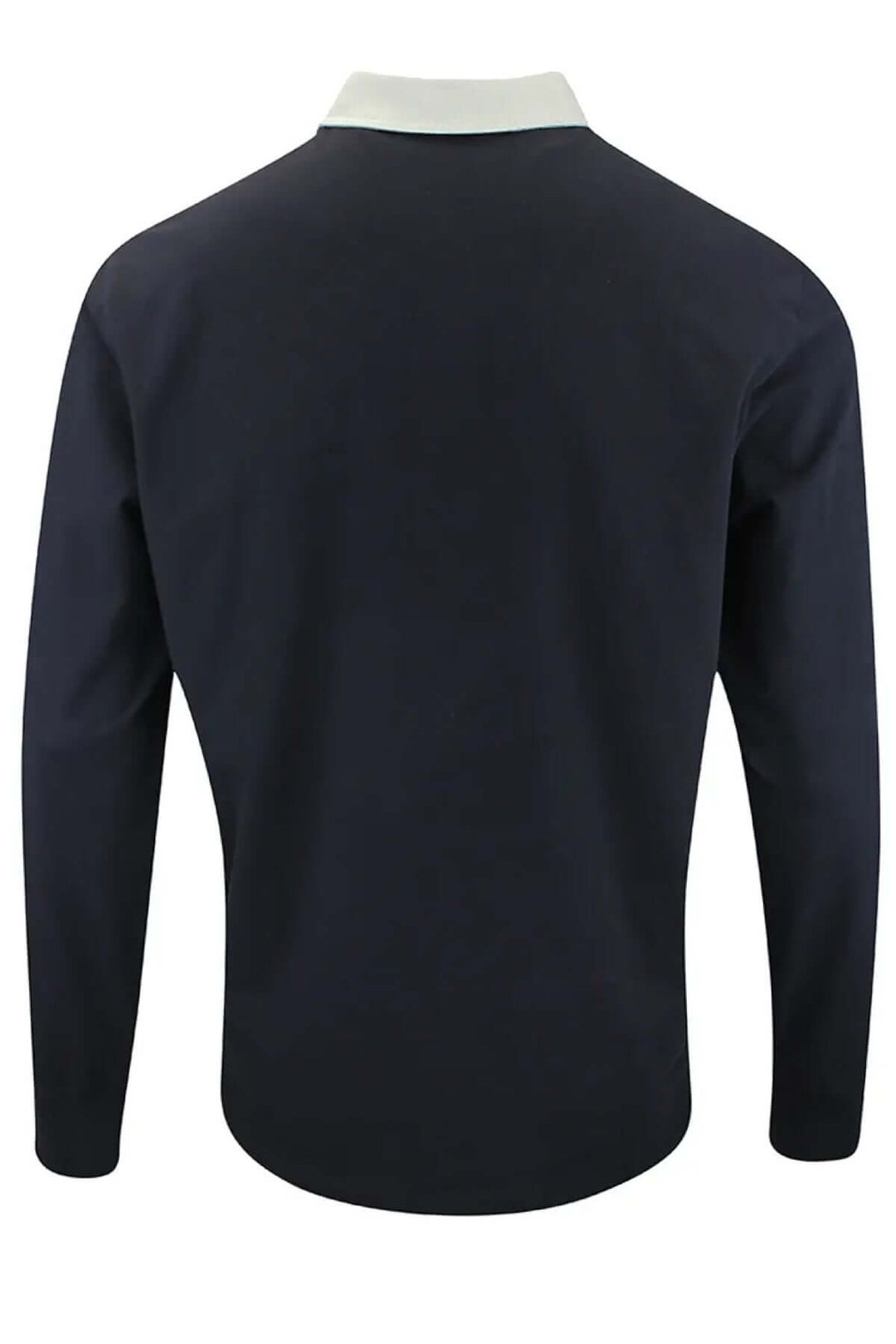 Polo rugby Percy en jersey de coton avec col contrastant, coupe régulière, noir élégant, idéal pour style sportif et confort optimal.