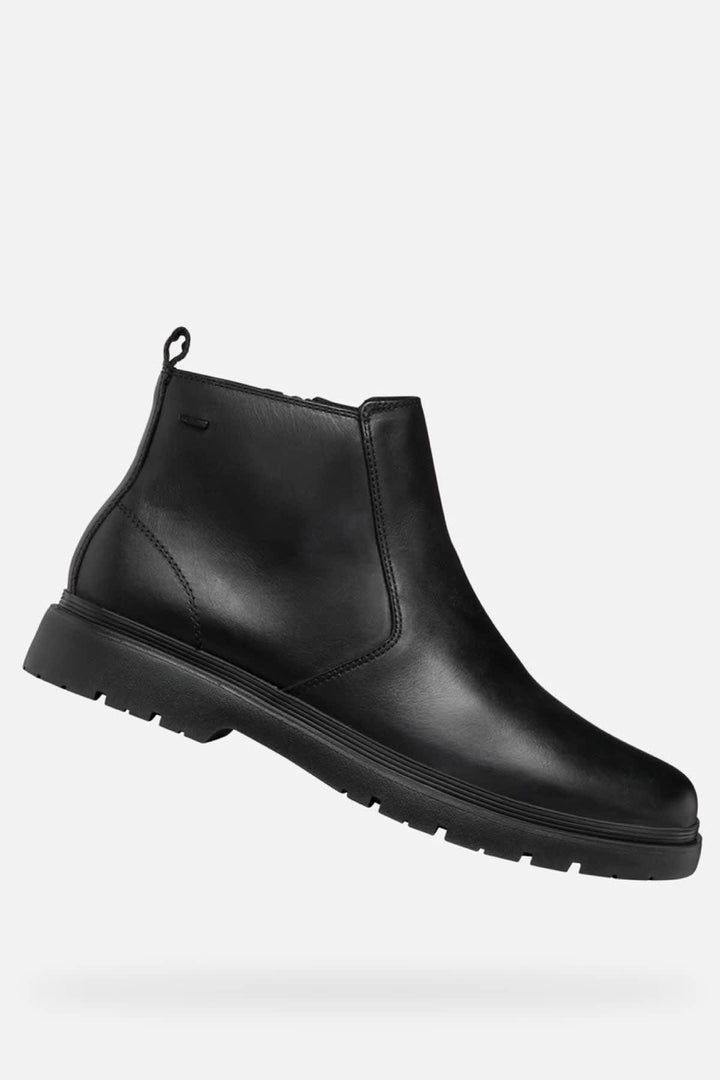 Vue latérale botte Chelsea Geox pour homme cuir marron avec surpiqûres distinctives - Valérie Simon