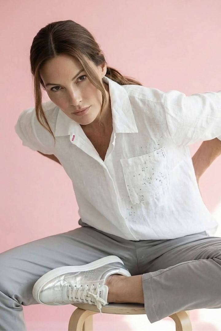 Chemise imprimée à manches retroussables