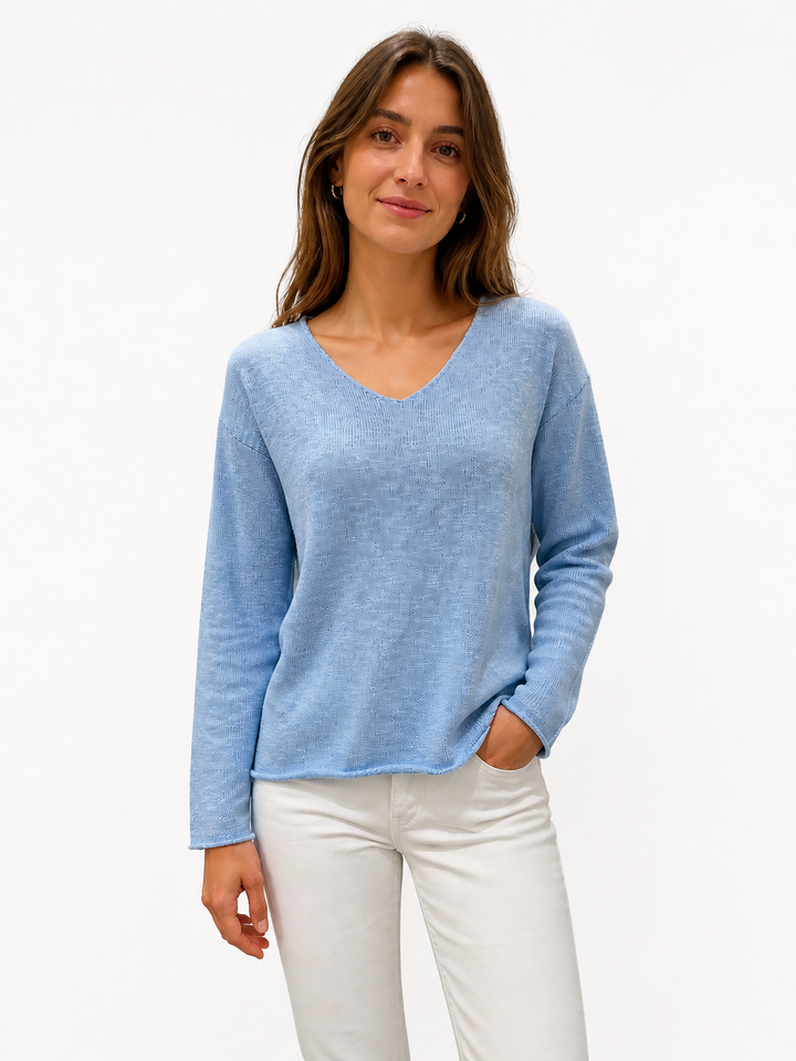 V-neck knit sweater