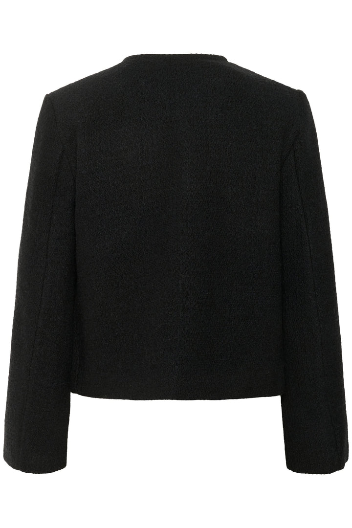 Veste courte texturée à boutons dorés