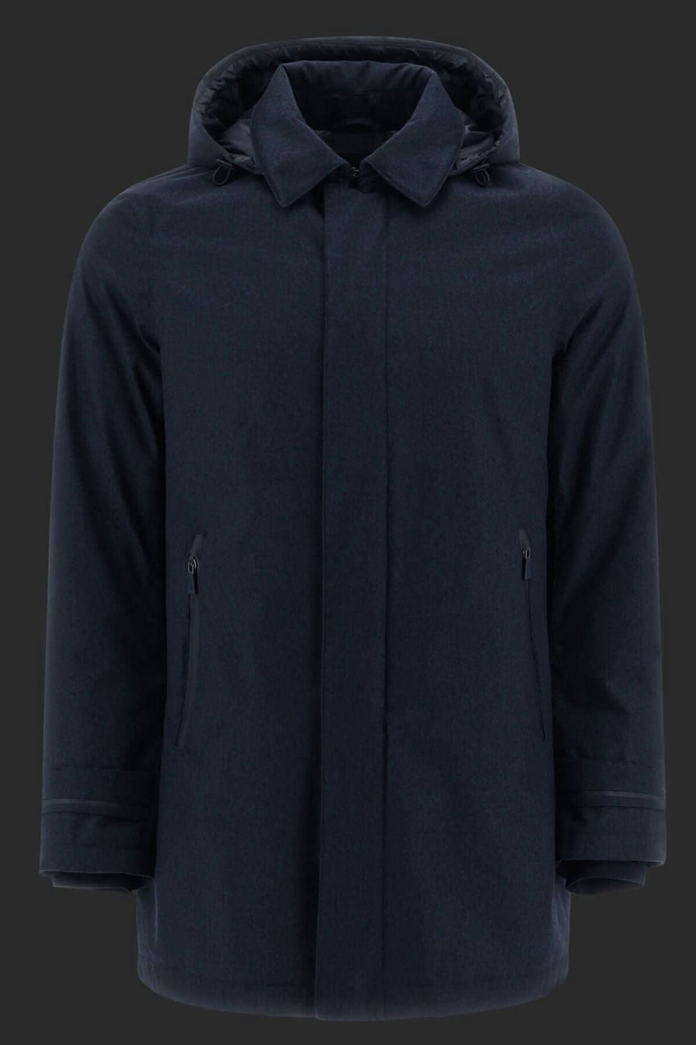 Manteau carcoat en polyester effet laine mélangée, élégant et résistant à l'eau, avec capuche et poches.