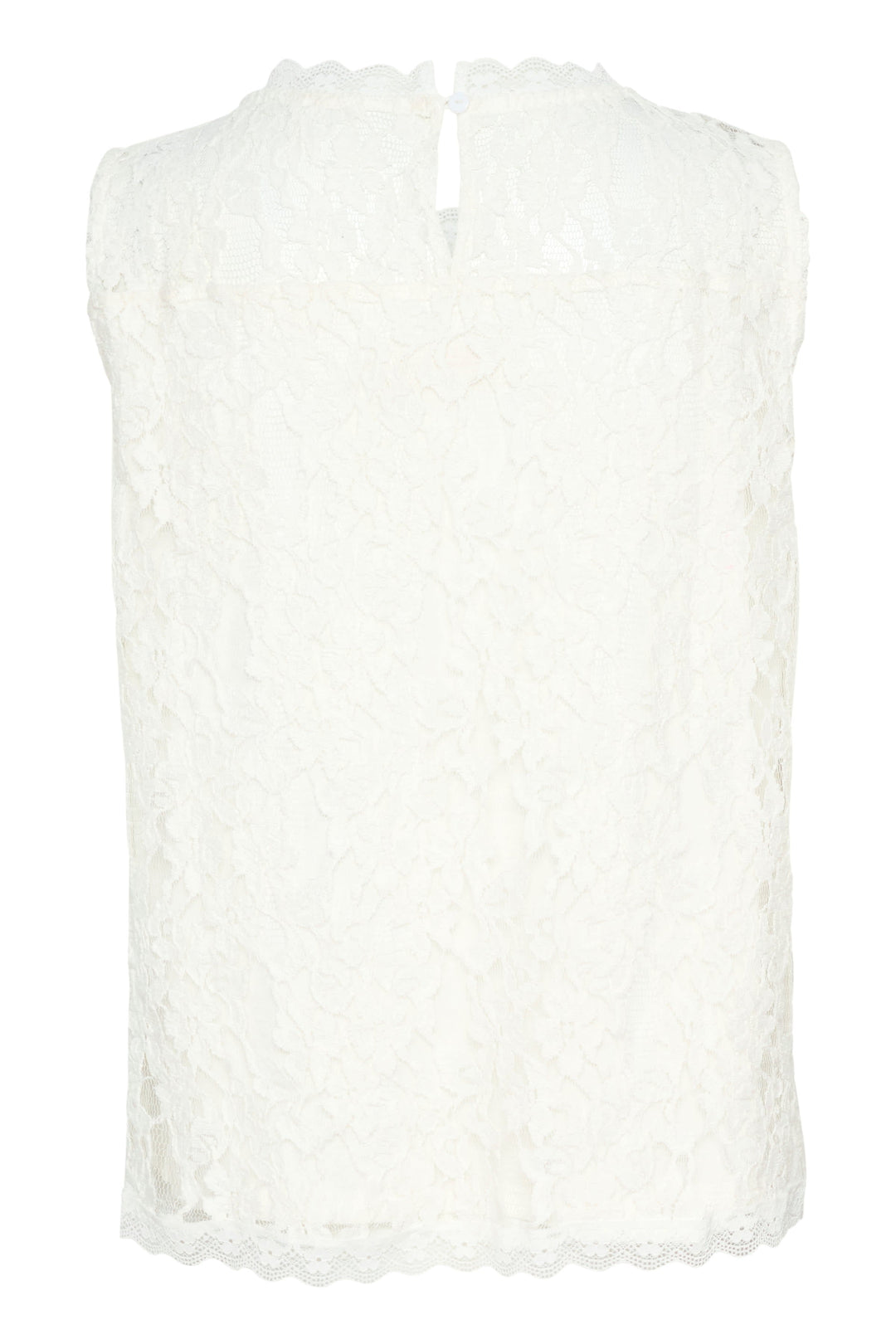 Back view of the Cream camisole in white floral lace with thin straps - Valérie Simon
