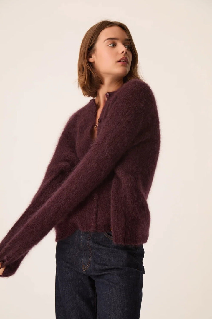 Cardigan Bea ample en kid mohair et laine mérinos vue de face pour femme Des Petits Hauts