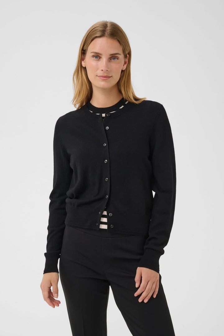 Vue détail cardigan en laine Noëlani pour femme beige, motifs torsadés, marque Part Two - Valérie Simon