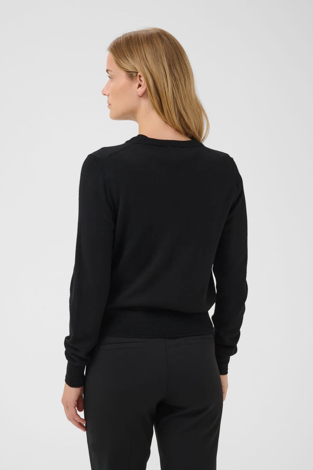 Vue de dos cardigan en laine Part Two pour femme bleu marine détails tricot Valérie Simon