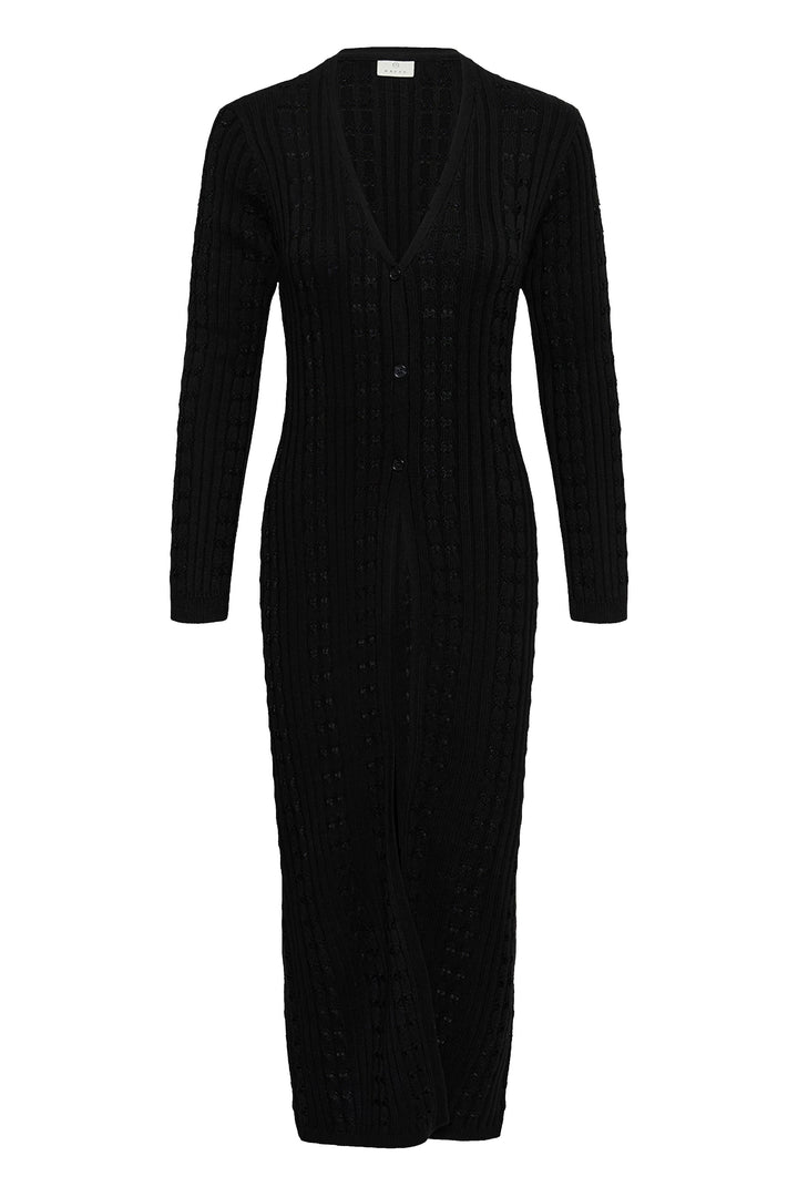 Front view of the Kaffe white openwork knit cardigan for women - Valérie Simon