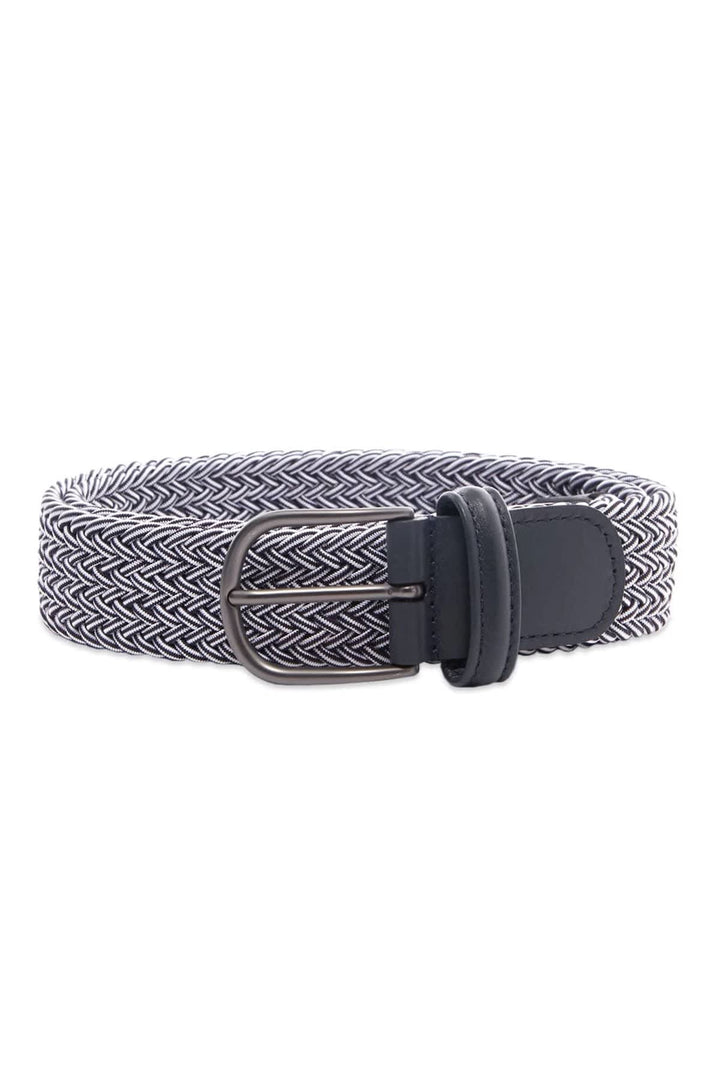 Detailed view of the Anderson’s light brown stretch braided belt for men - Valérie Simon
