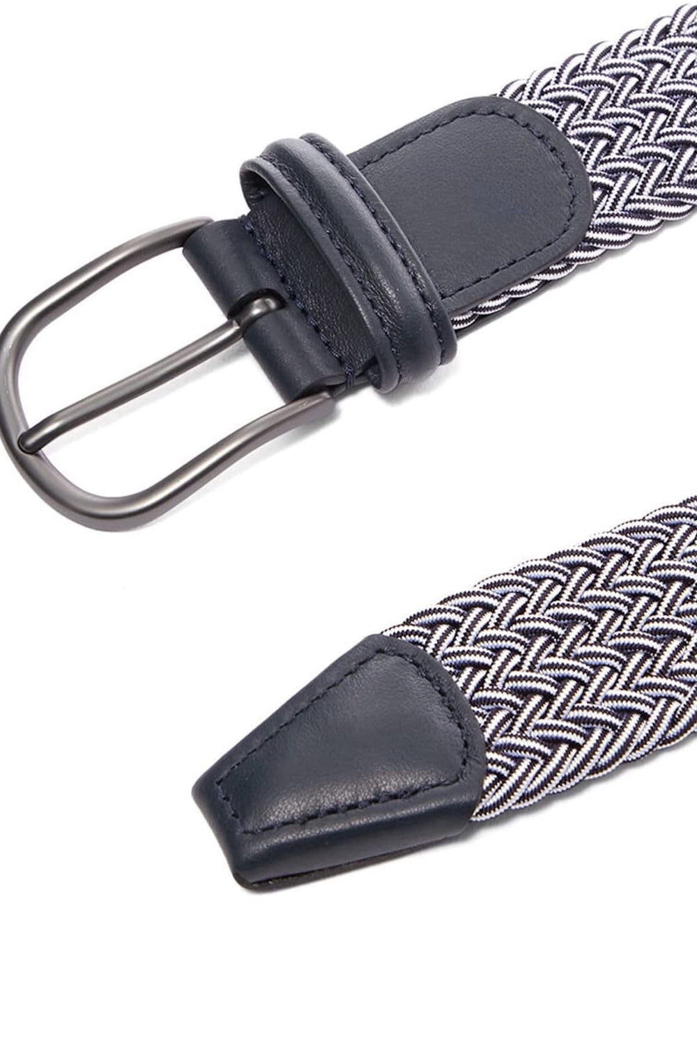 Anderson’s Brown Men’s Stretch Braided Belt with Metal Buckle (Side View) - Valérie Simon