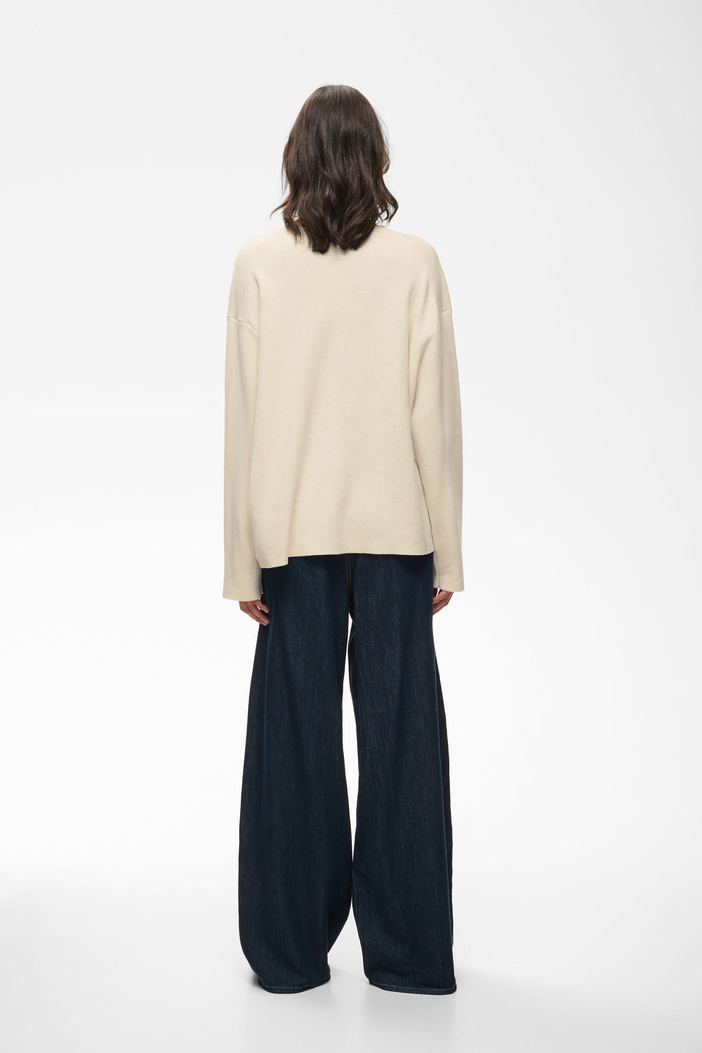 Tilda women's loose V-neck sweater, front view Inwear