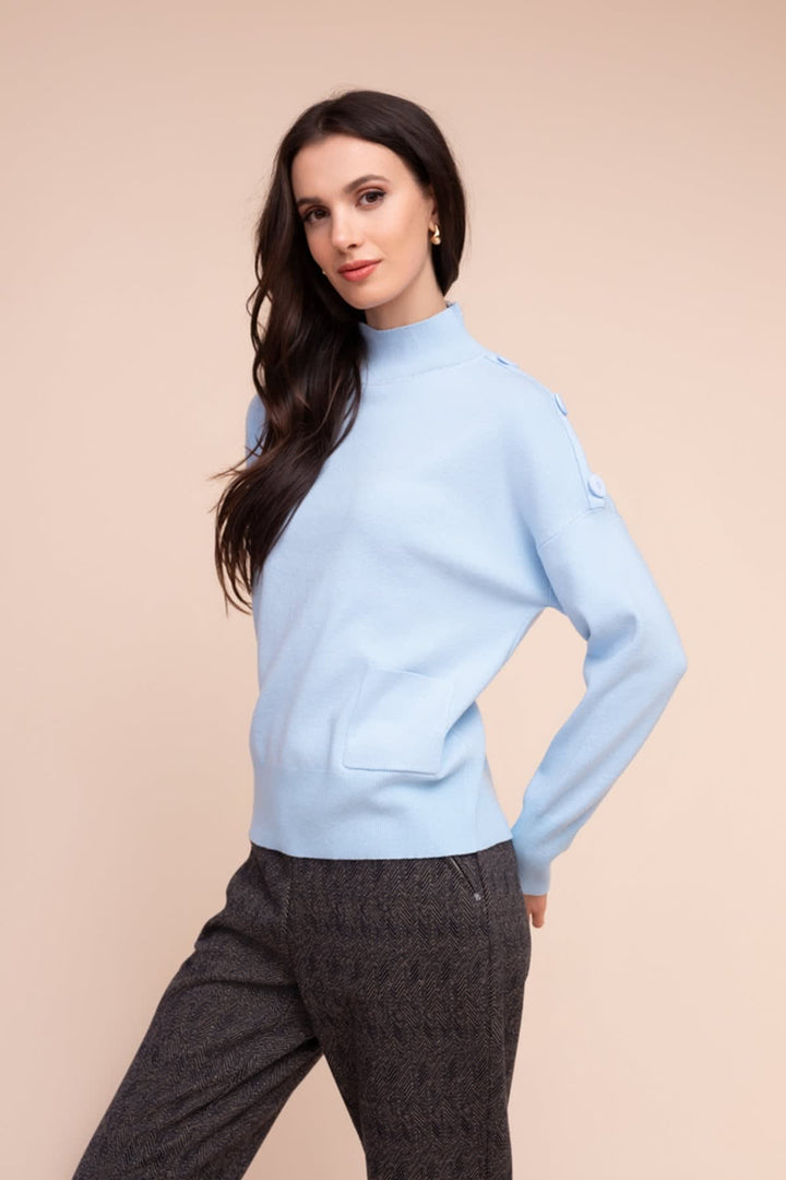 Vue avant chandail boutons Alison Sheri pour femme noir - Valérie Simon
