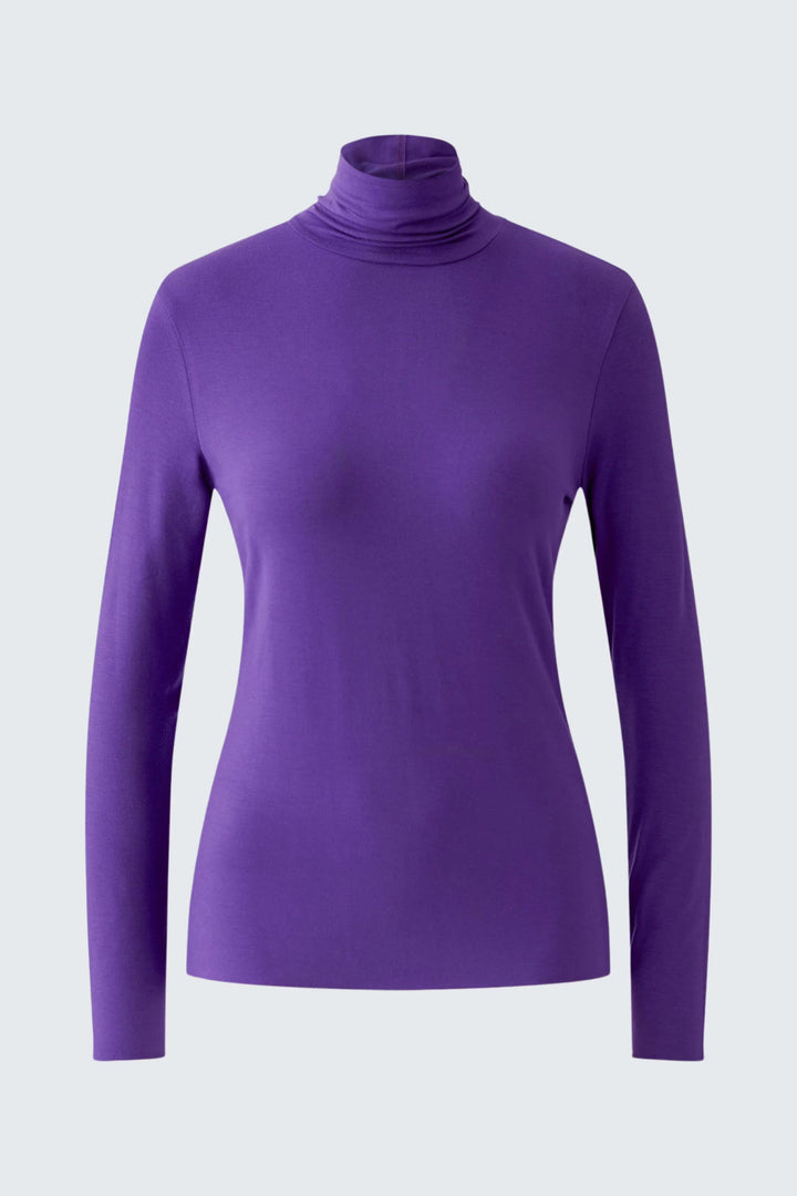 Vue de face chandail col montant Oui pour femme beige manches longues - Valérie Simon