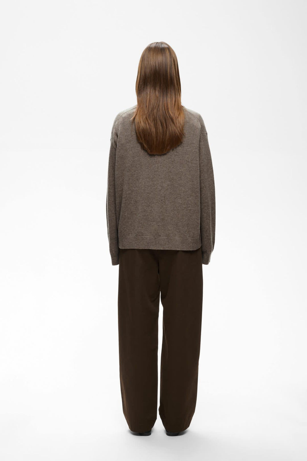Vue de face chandail en laine Inwear pour femme beige avec col roulé - Valérie Simon