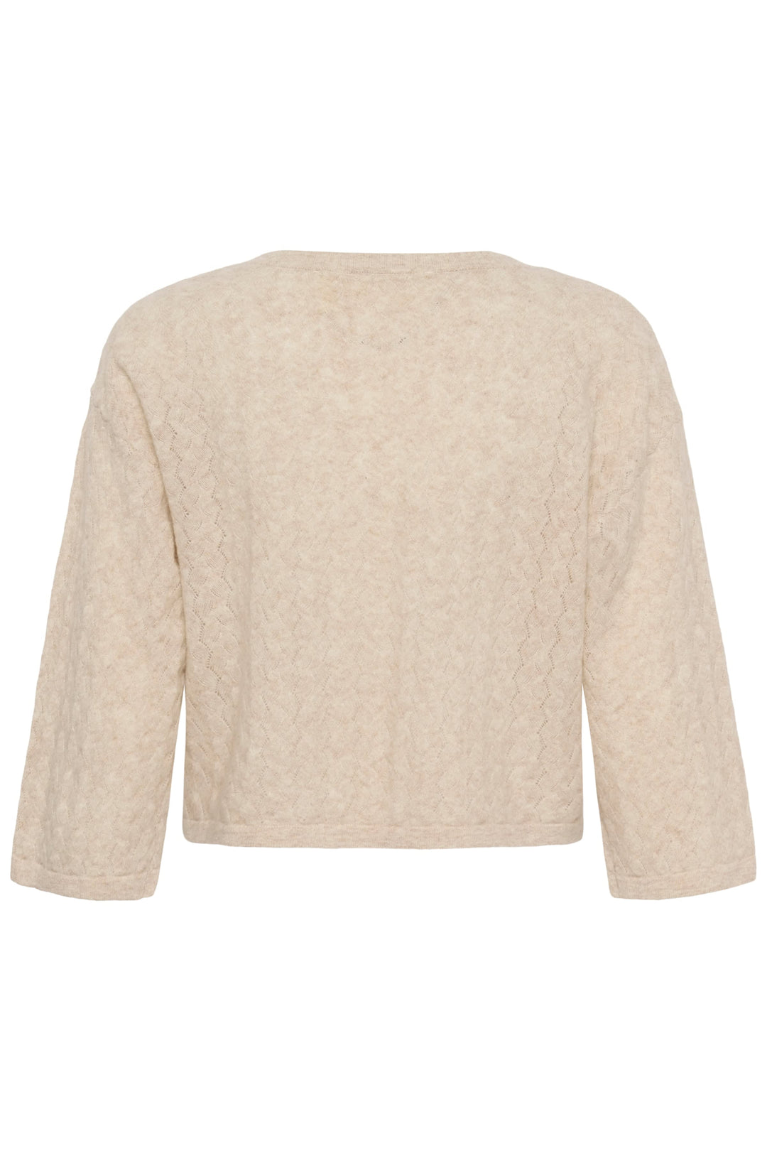 Front view of women’s cream knit sweater with flared sleeves Cream - Valérie Simon