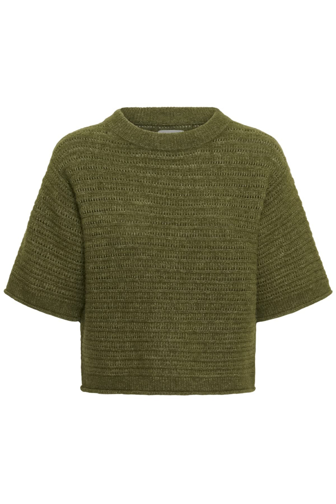 Vue de face chandail en maille Part Two pour femme gris avec col rond - Valérie Simon