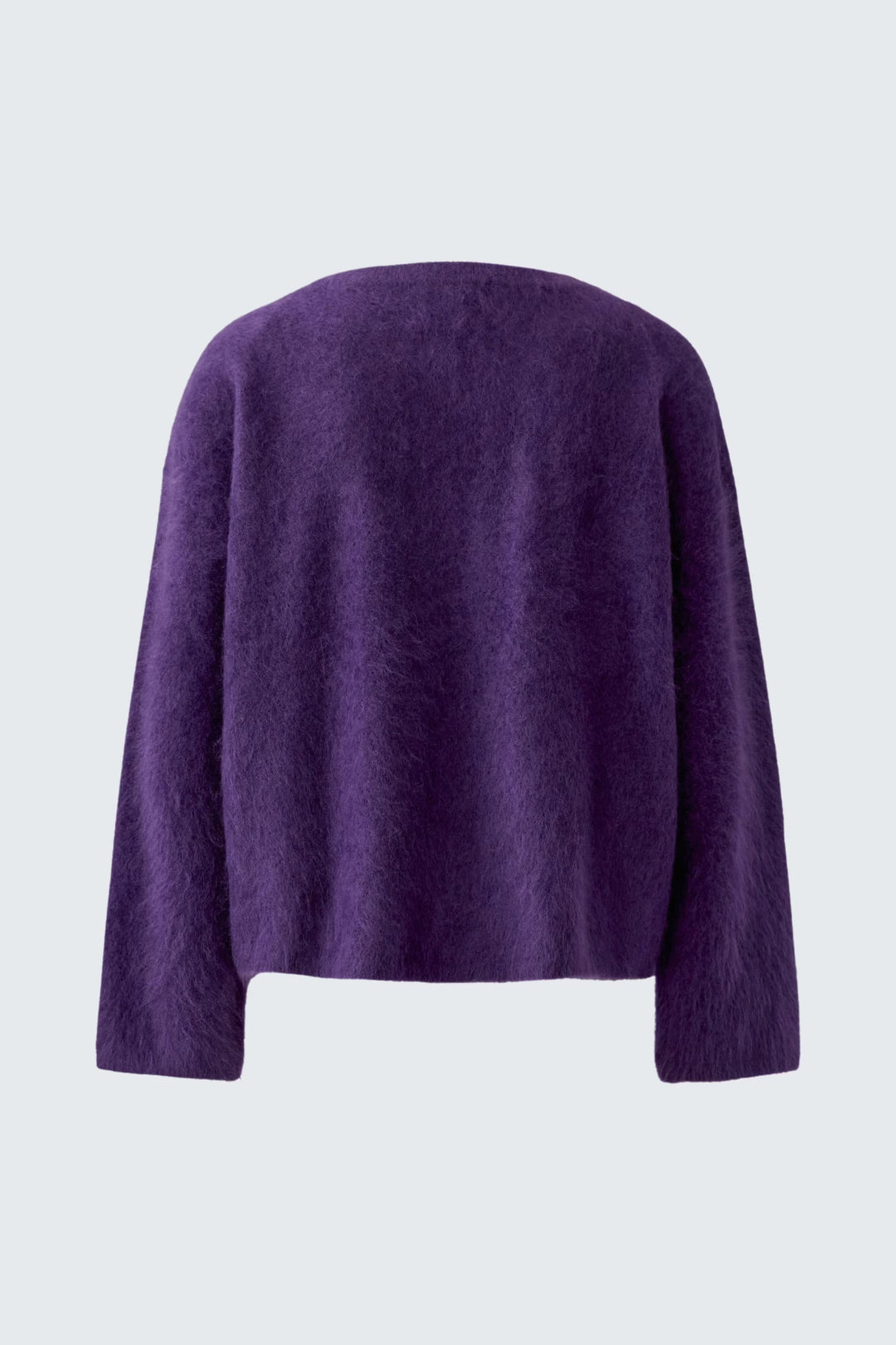 Vue de face chandail duveteux Oui femme gris avec manches longues texturées - Valérie Simon
