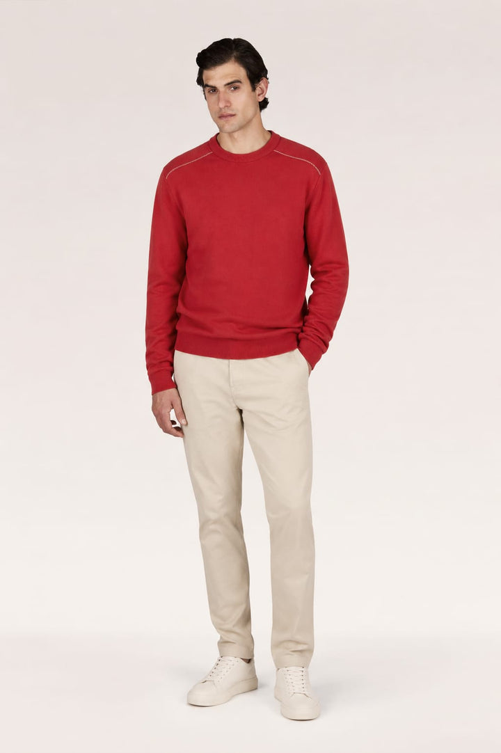 Front view of a blue, round-neck Paul and Shark men&
