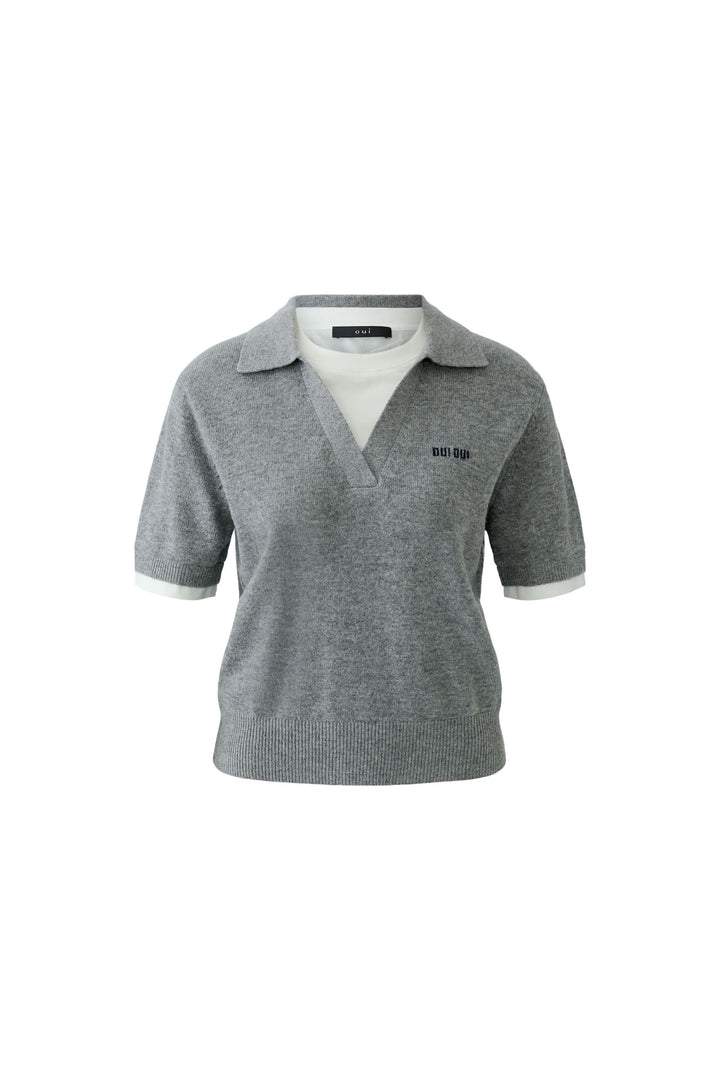 Chandail en tricot effet superposé à col polo pour femme Oui