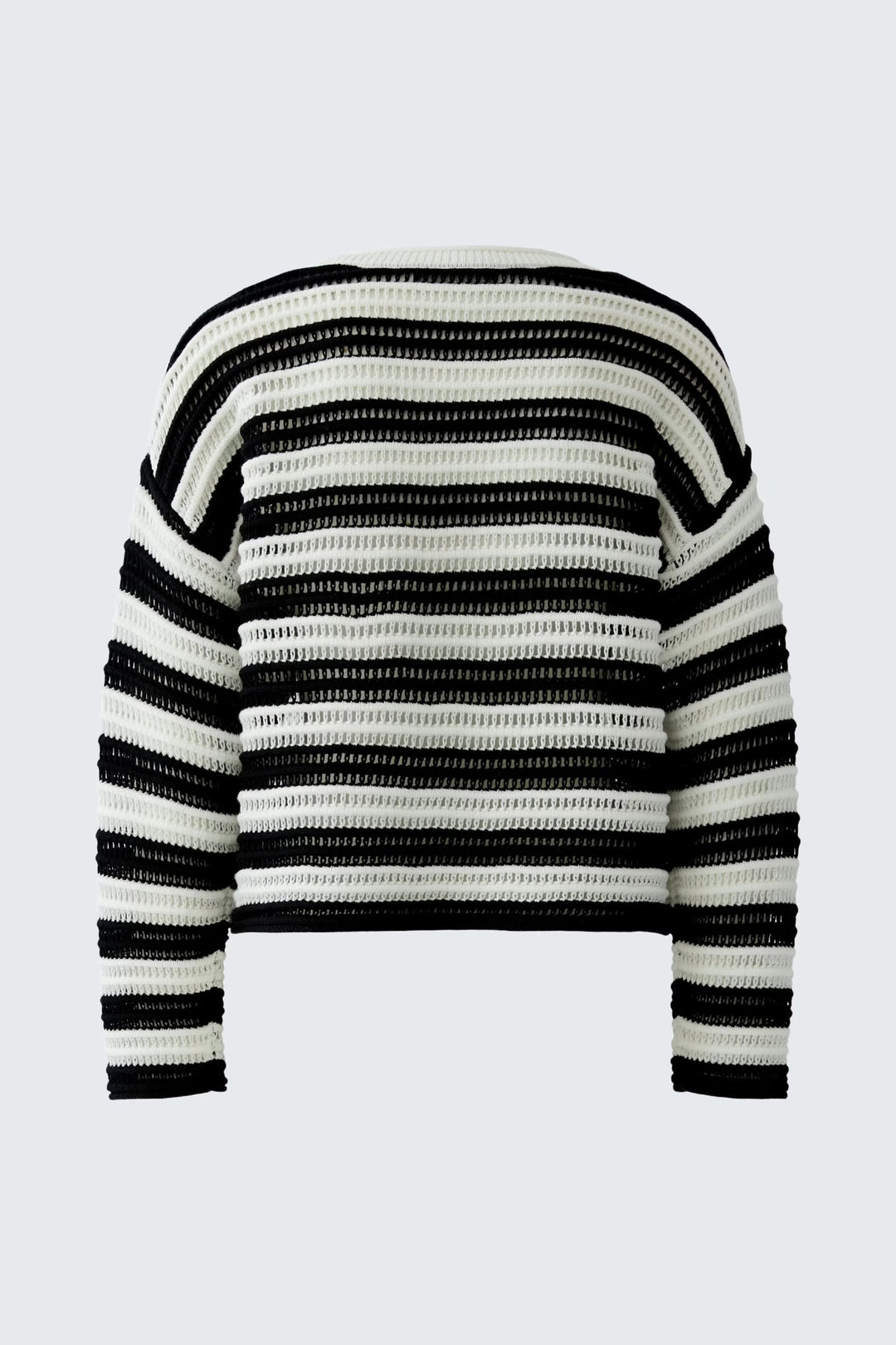 Vue latérale chandail en tricot rayé ajouré multicolore pour femme - Valérie Simon