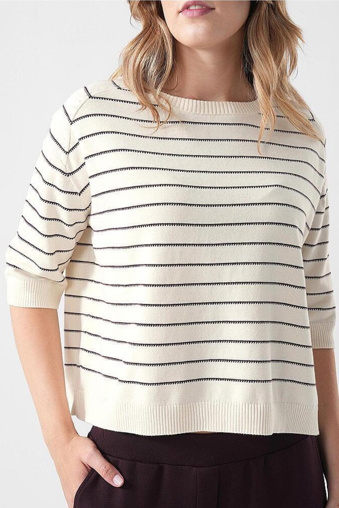 Vue de face chandail rayé Brax pour femme multicolore avec manches longues - Valérie Simon