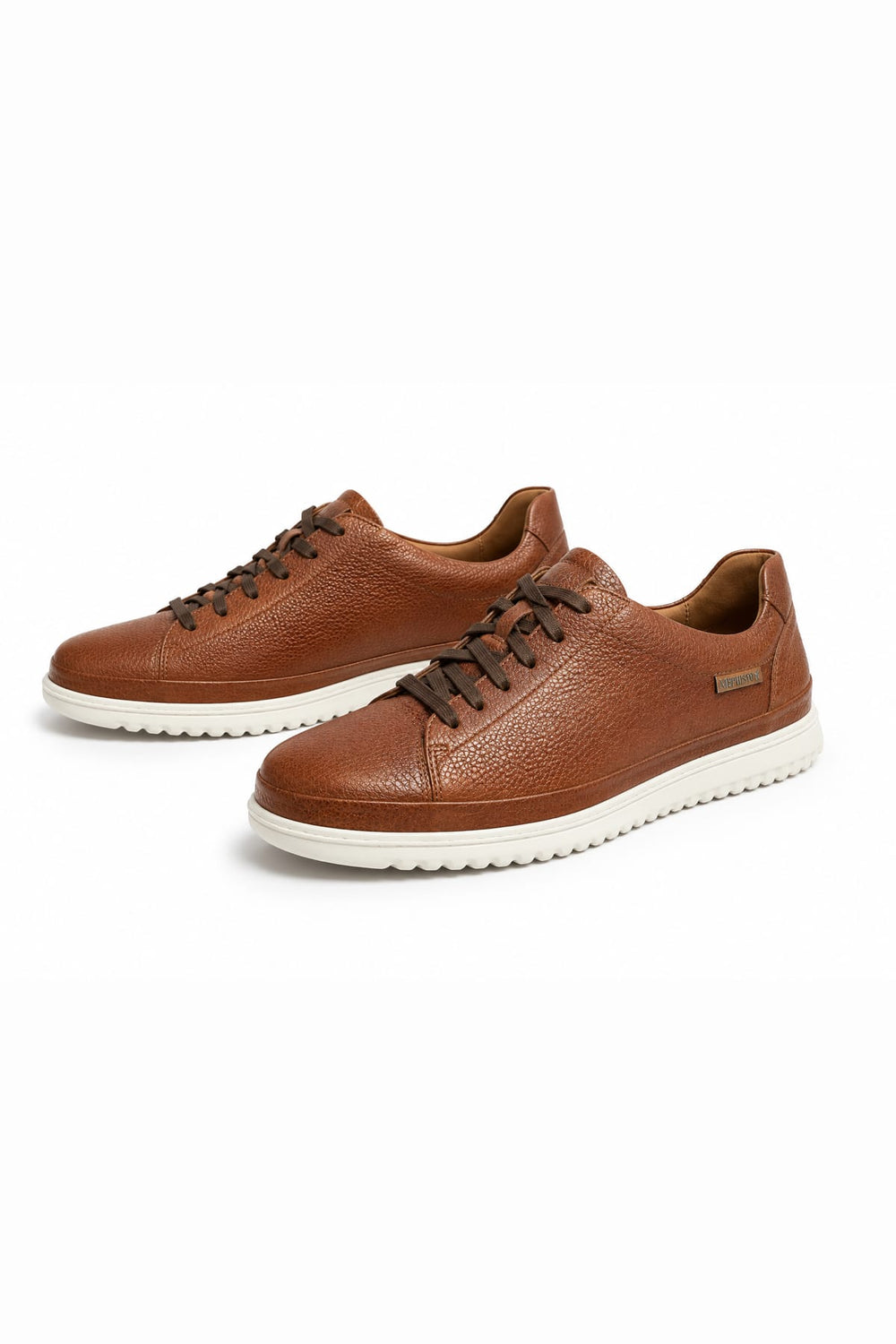 Side view of the MEPHISTO Thomas brown leather men's shoe with distinctive topstitching - Valérie Simon