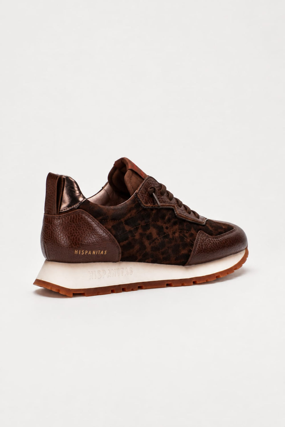 Kansas women's dress shoes by Hispanitas, featuring textured leather with a leopard-print effect (front view)