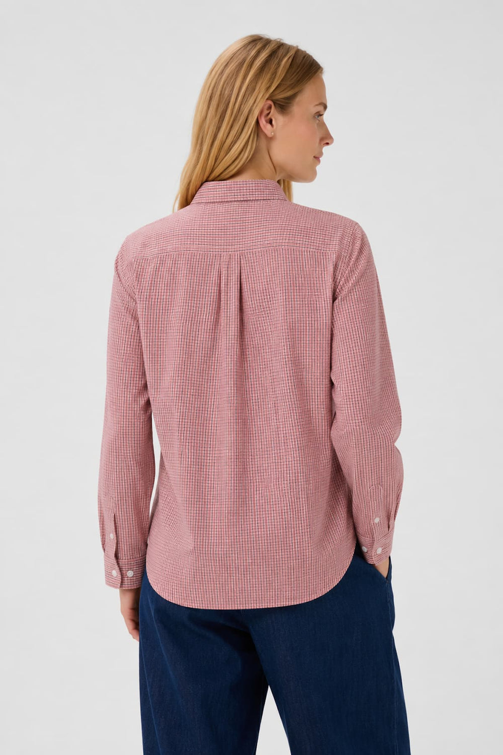 Women's Chrestella small check button-down collar shirt, front view Part Two