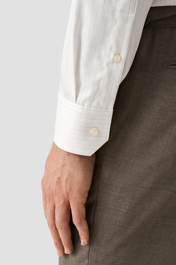 Vue frontale chemise à rayures ton sur ton Eton pour homme bleue - Valérie Simon
